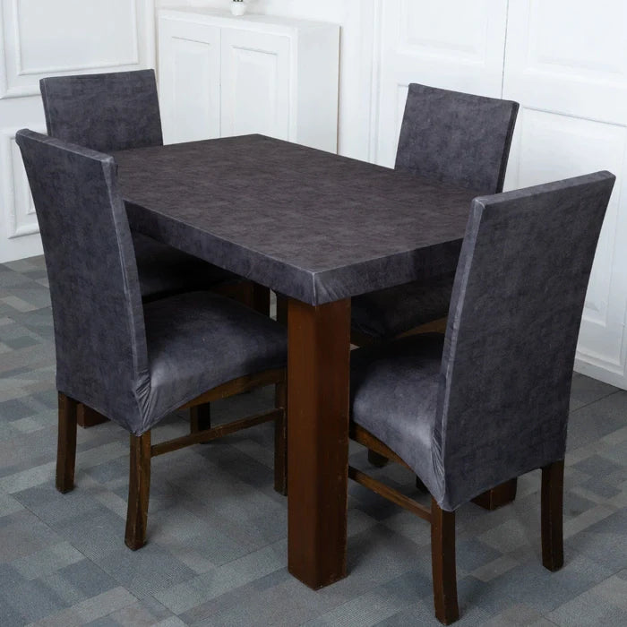 Gray Velvet Elastic Table Chair Covers