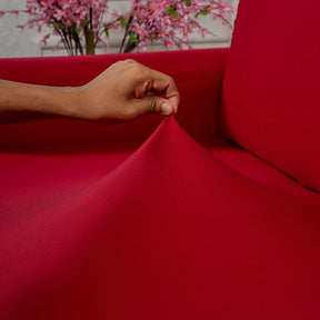 maroon solid stretchable sofa cover