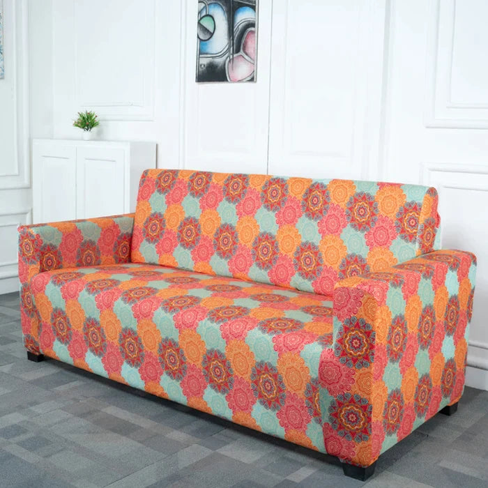 Multi-Coloured Vintage Motifs Elastic Sofa Slipcovers