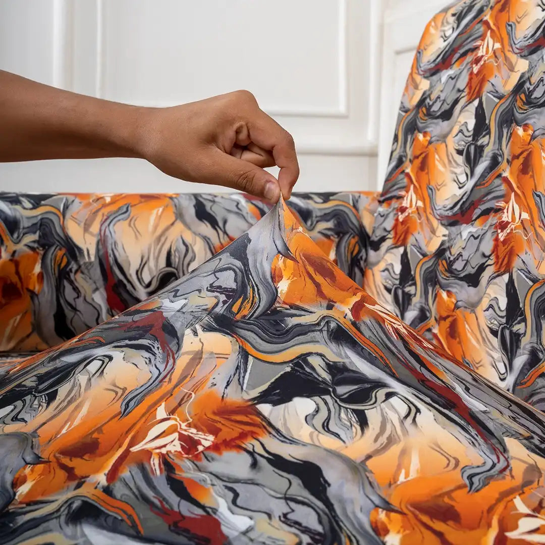 Orange Abstract Elastic Sofa cover