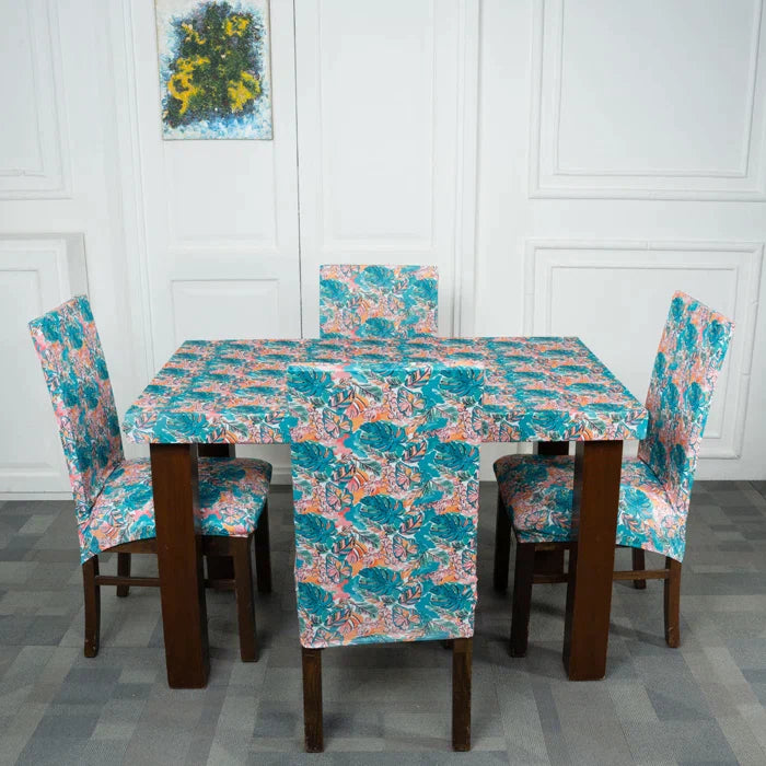 Palm Delight Elastic Dining Table Chair Cover 4  Seater