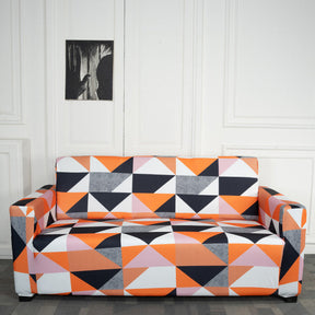 Prism Orange Design Elastic 3 Seater Sofa Cover