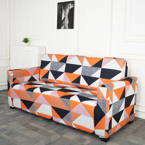 Prism Orange Design Elastic 3 Seater Sofa Covers