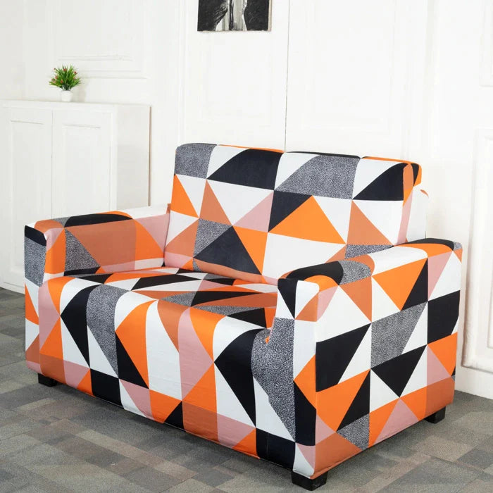 Prism Orange Design Elastic 2 Seater Sofa Covers