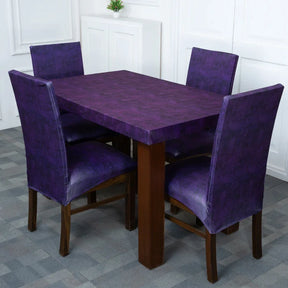 DivineTrendz Exclusive - Purple Velvet Elastic Chair & Table Cover