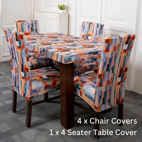 Random Rectangle Elastic Chair Table Cover Set