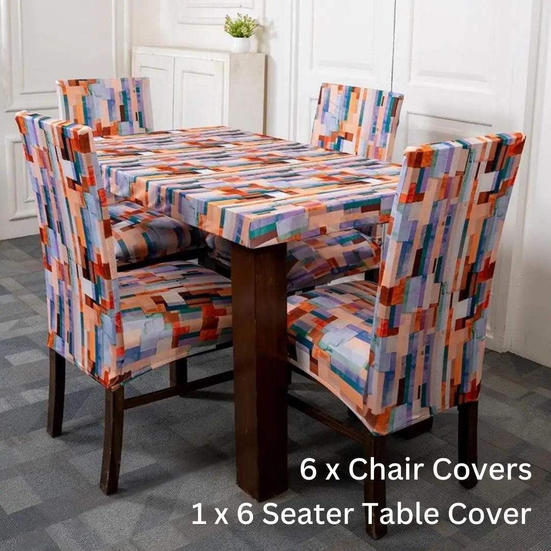 Random Rectangle Elastic Chair Table Covers Set