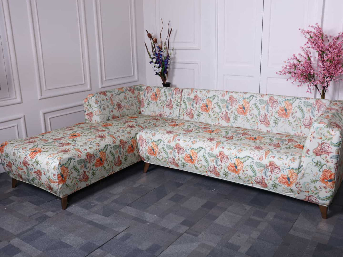 Tropical Flower Elastic L-Shape Sofa Slipcovers