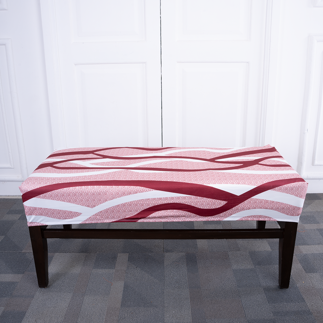 Brown White Striped Elastic Bench Cover