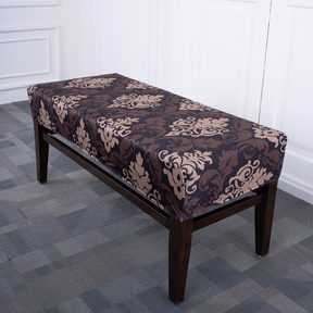 Black & Beige Ethnic Elastic Bench Cover