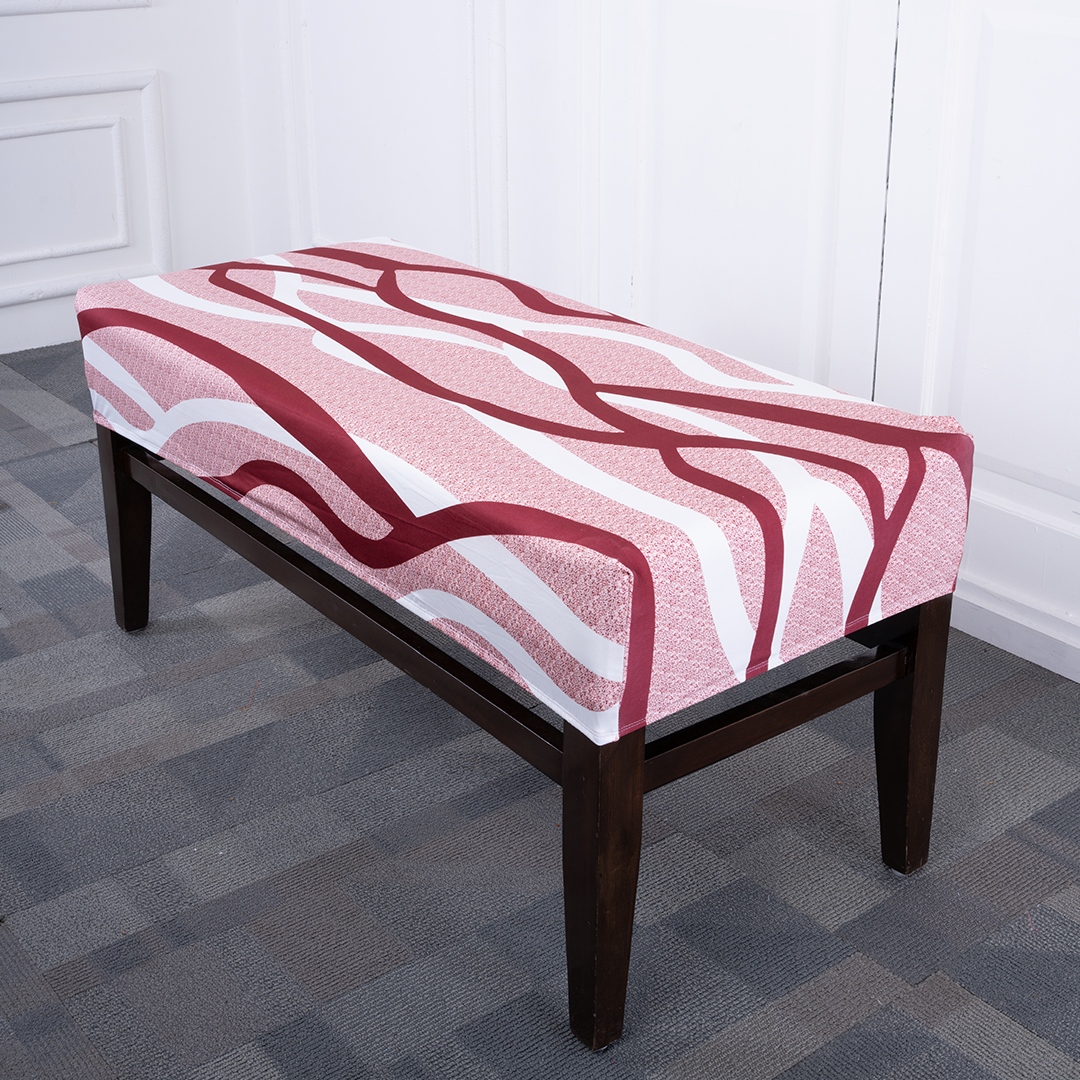 Brown White Striped Elastic Bench Cover