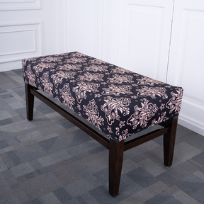 Beige & Black Elastic Bench Cover