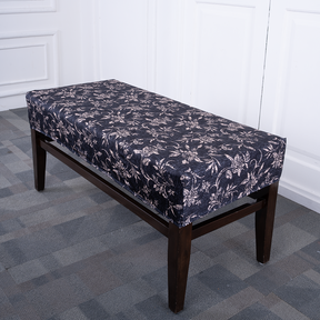 Black & Beige Abstract Elastic Bench Cover