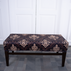 Black & Beige Ethnic Elastic Bench Cover