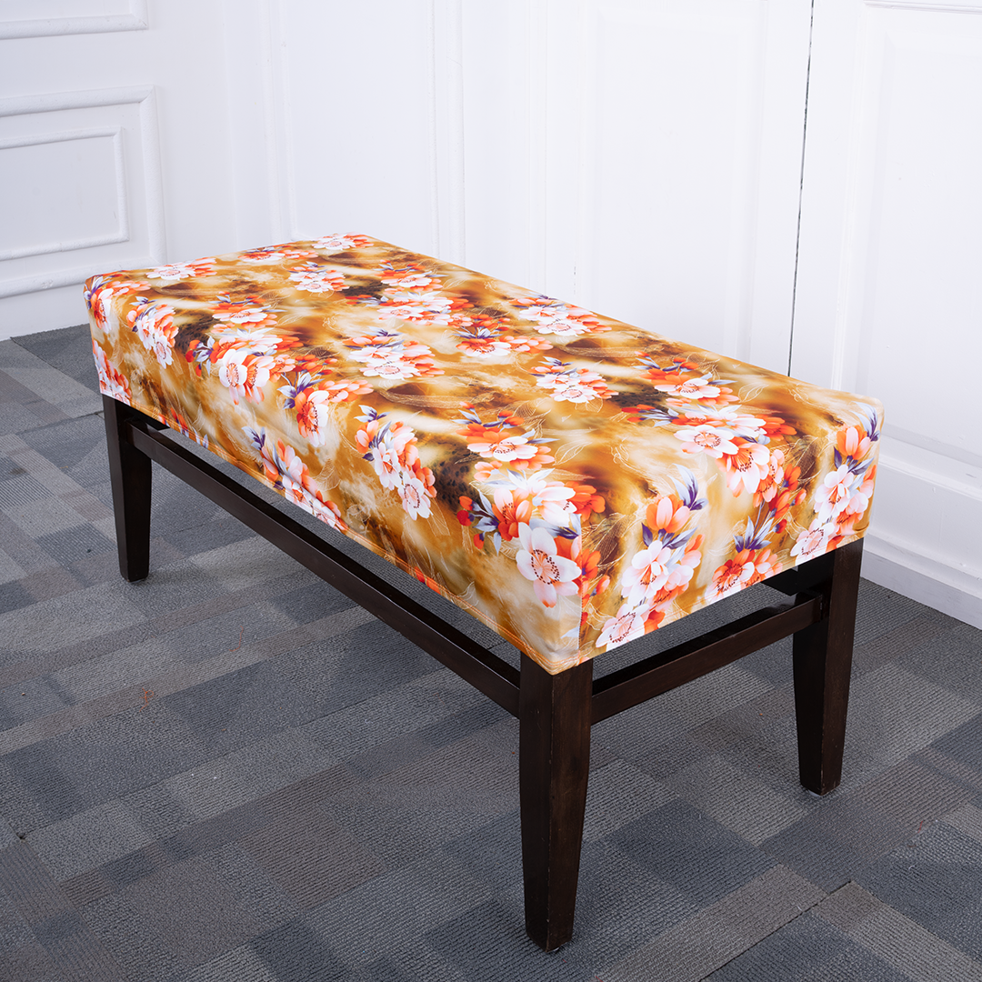 Orange Flower Elastic Bench Cover