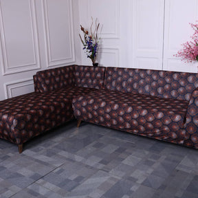 divine trendz-black butta Elastic Table, Chair & L-shape sofa covers