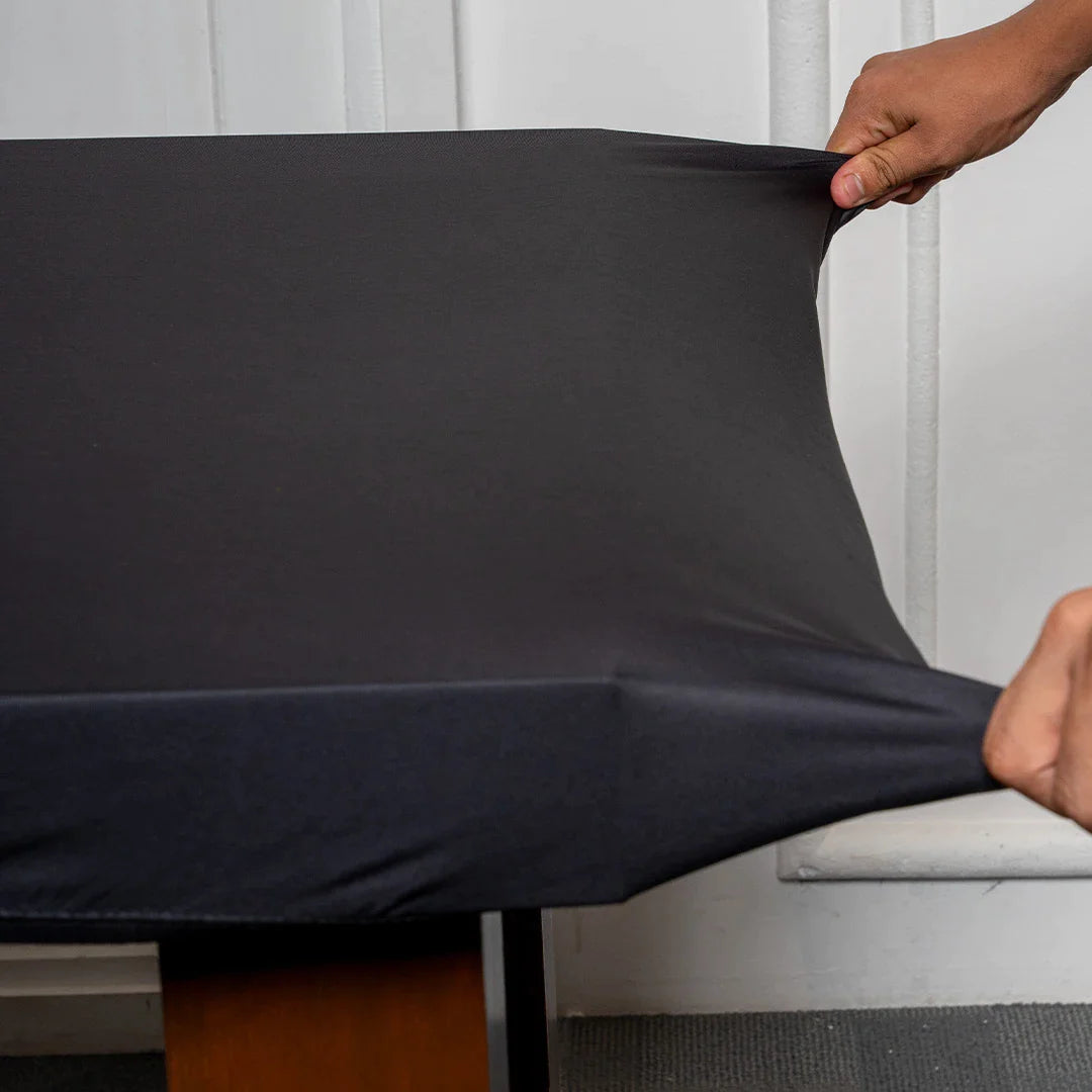  Black Solid Stretchable Table Cover