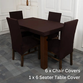  Brown Solid Elastic Chair & Table Cover