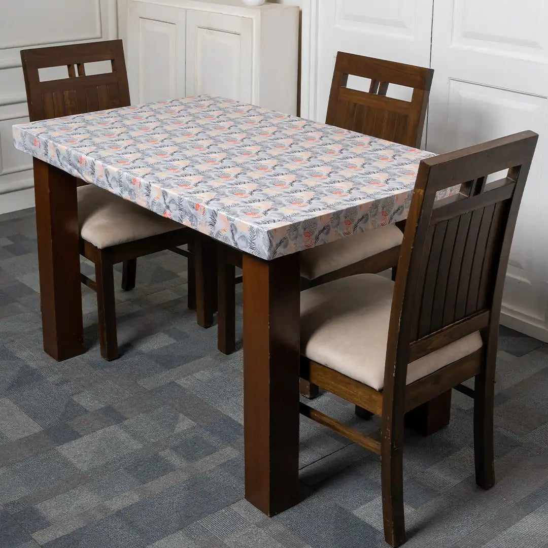 Cream leaves Elastic Dining Table Covers