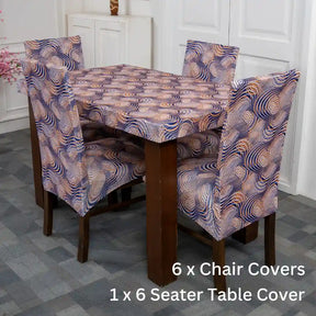 Eclipse Ring Elastic 6 Seater Chair And Table Cover Set