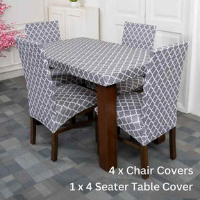 DivineTrendz - Grey Diamond Elastic Chairs Table Covers