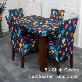 Kai Po Che Elastic 8 Seater Chair And Table Cover