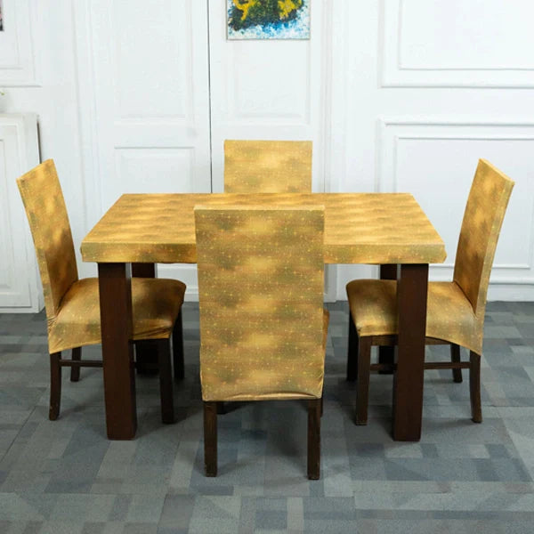 Lighting Yellow Elastic Dining Table Chair Covers