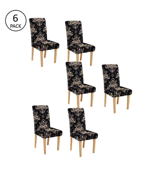 Beige & Black Universal Chair Covers Set of 6