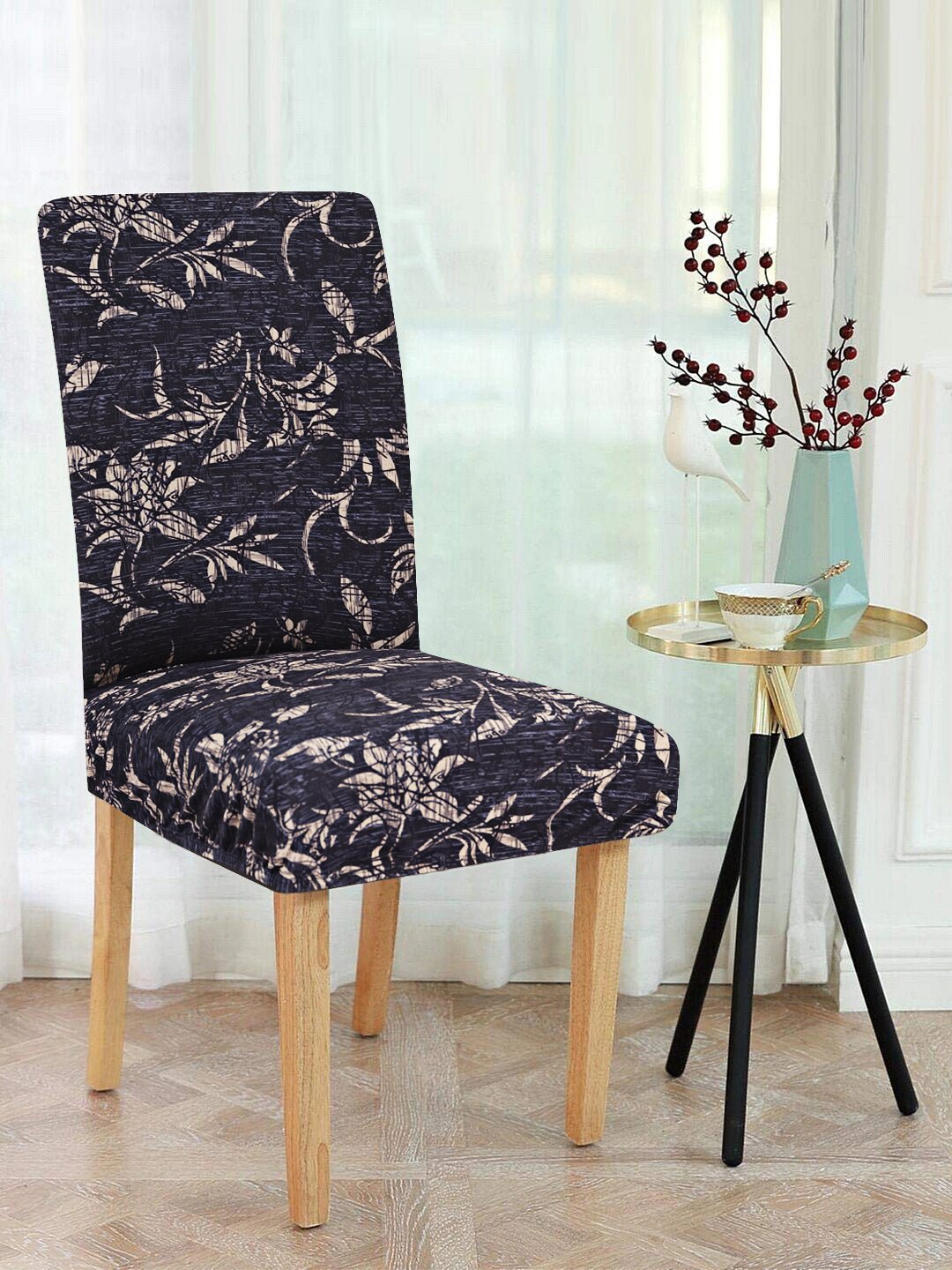 Magic Universal Chair Cover - Black & Beige Abstract Printed - DivineTrendz, Small bedroom chair covers, bedroom chair slip covers, chairs covers near me, chairs covers set of 6, chair slipcovers for dining table, chair covers set of 6 in india,chair covers online,