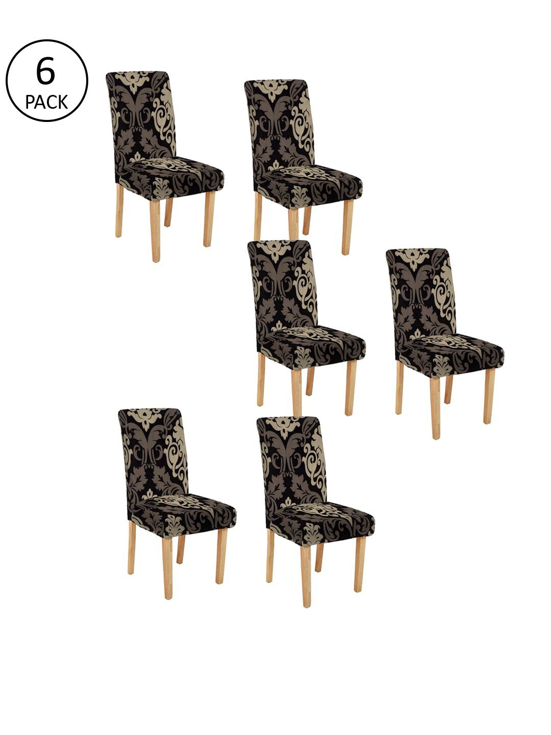 Magic Universal Chair Cover - Black & Beige Ethnic Print - DivineTrendz chair cover dining set , dining table chair covers, chair covers slilcovers.