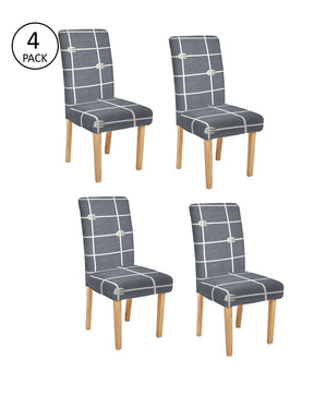 Grey & White Checked Universal Chair Seat Covers 