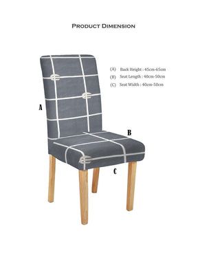 Grey & White Checked Universal Chair Covers Set of 4