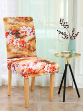 Magic Universal Chair Cover - Orange Flower Printed - DivineTrendz, chair slipcovers for dining table, chair covers set of 6 in india,chair covers online,