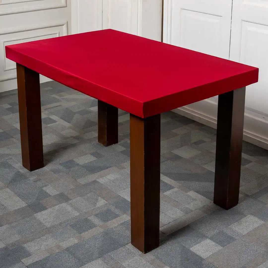 Maroon Solid Elastic Table Covers