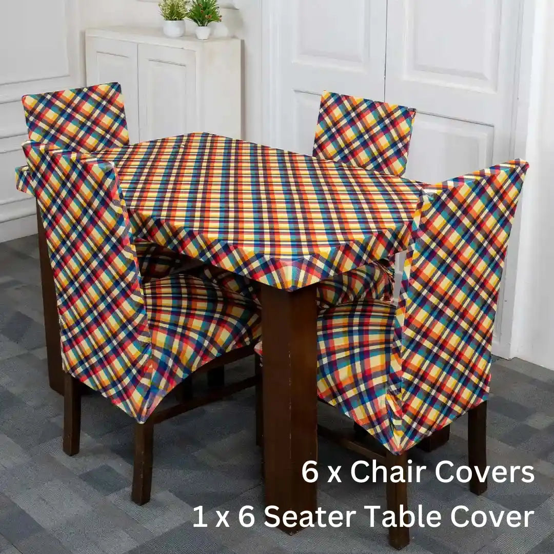 Multi criss cross design dining table cover 6 seater