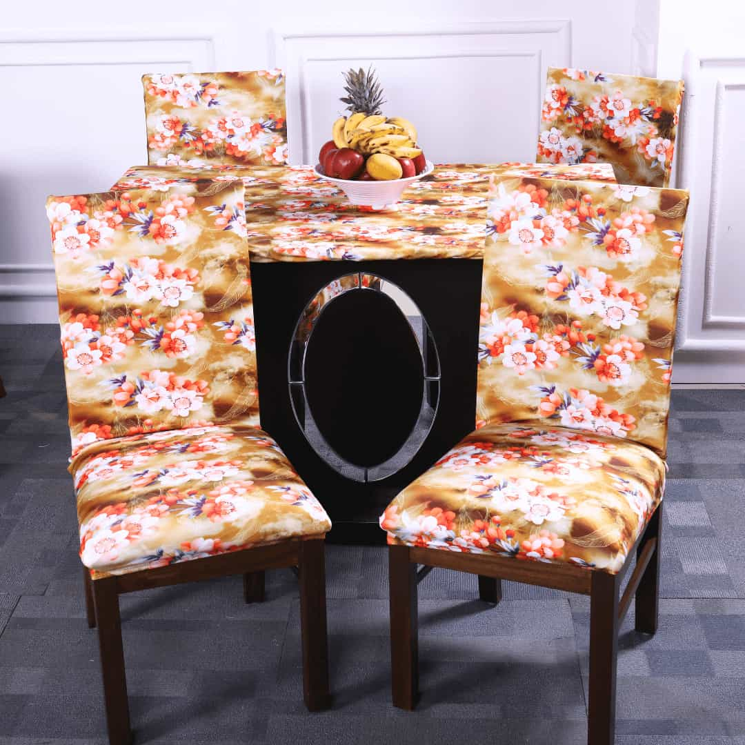 Orange Flower Stretchable Chair and Table Cover