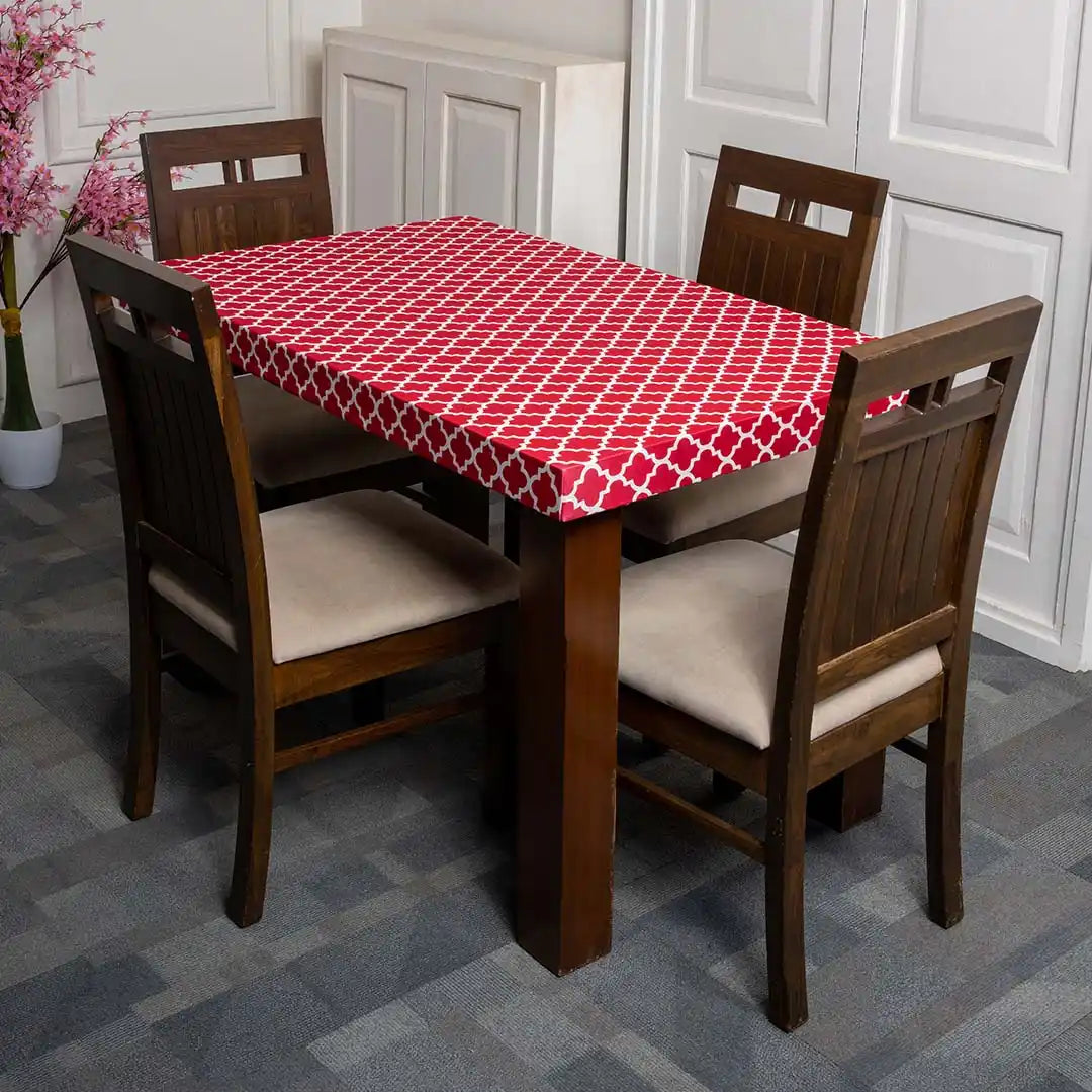 Red Diamond Pattern Elastic Table Cover