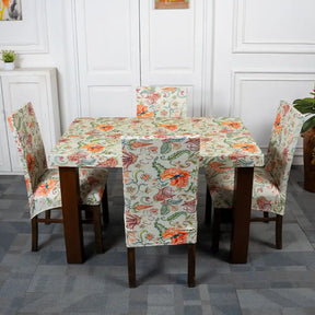 Tropical Flower Elastic Chair And Table Cover Set