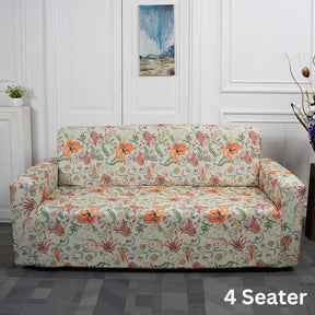 tropical flower design 4 seater sofa cover