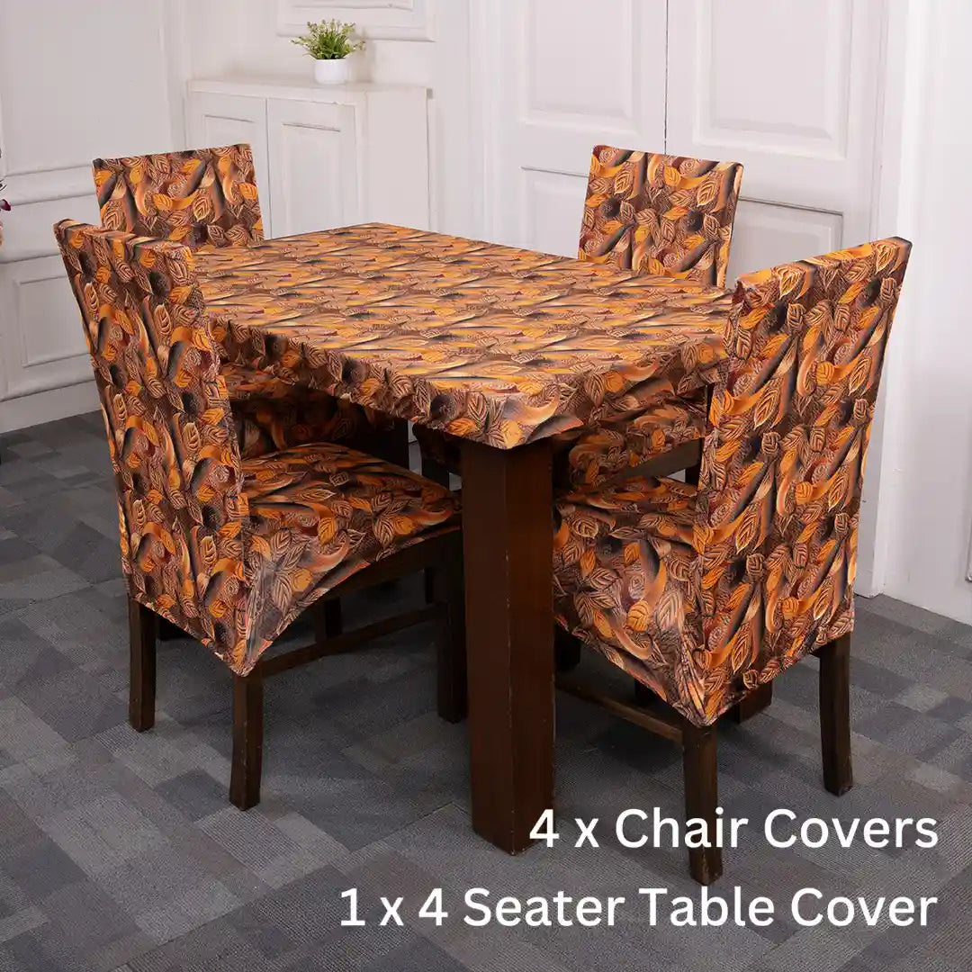 Yellow Leaves Elastic Chair And Table Cover